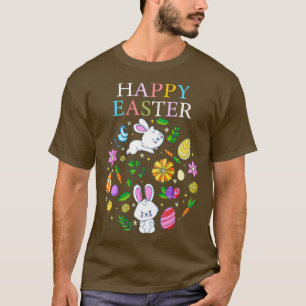 Camiseta alegre conejo de conejo de pascua cara divertido d