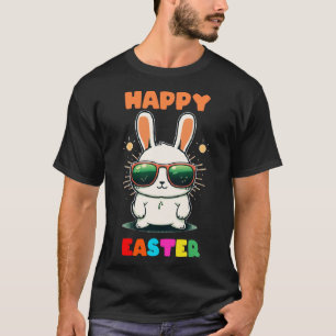 Camiseta alegre conejo de conejo de pascua cara divertido d