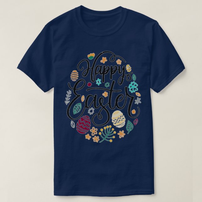 Camiseta alegre conejo de conejo de pascua cara divertido d (Diseño del anverso)