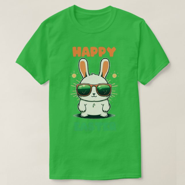 Camiseta alegre conejo de conejo de pascua cara divertido d (Diseño del anverso)