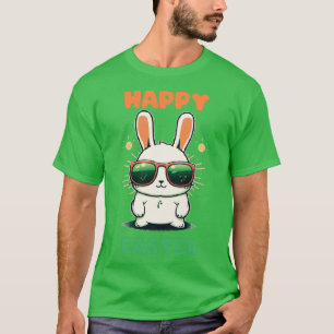 Camiseta alegre conejo de conejo de pascua cara divertido d