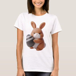 Camiseta Alegre conejo de Pascua 3D con huevo decorado