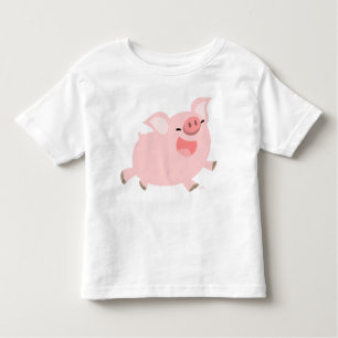 Camiseta alegre de los niños del cerdo del dibujo
