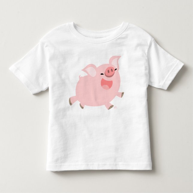 Camiseta alegre de los niños del cerdo del dibujo (Anverso)