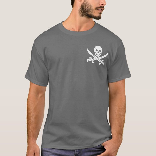 Camiseta alegre de Rogelio del pirata de la espada (Anverso)