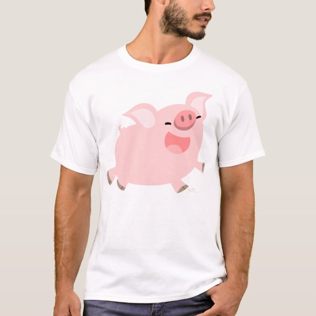 Camiseta alegre del cerdo del dibujo animado (Anverso)