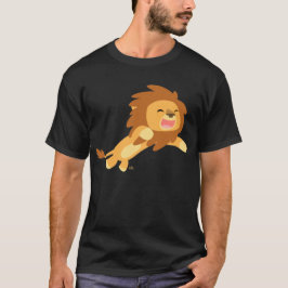 Camiseta alegre del león del dibujo animado