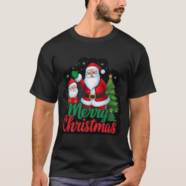 Camiseta "Alegre festivo: Árbol navideño y Santa Desig (Anverso)