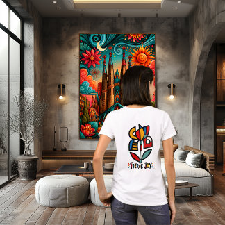 Camiseta Alegre Furia Colorido Iris Tribal Totémico Geométr
