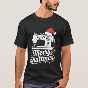 Camiseta Alegre Gorro de Santa de Máquina de Coser Quiltmas