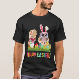 Camiseta Alegre Lechuza Cuta De Pascua Usando Lomo De Lechu