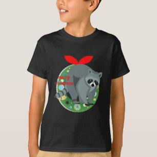 Camiseta alegre navidad raccoon