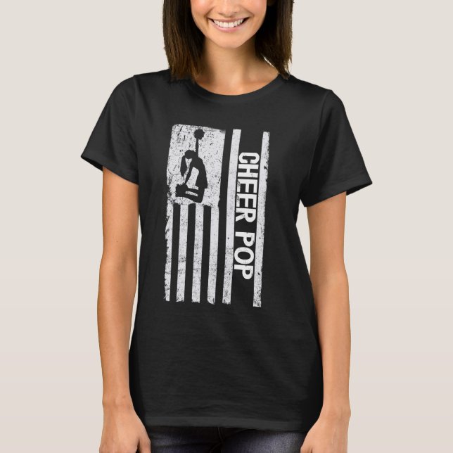 Camiseta Alegre Pop De Una Alegre Bandera De EEUU Cheerledi (Anverso)