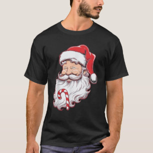Camiseta Alegre Santa guiñando con bastón de caramelo