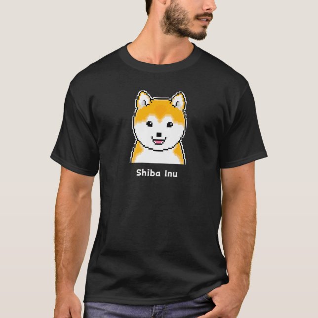 Camiseta Alegre Shiba Inu Pixel Art Premium (Anverso)