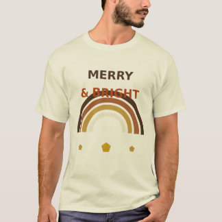 Camiseta Alegre y Brillante Boho Arcoíris, Navidad Retro