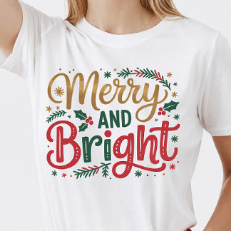 Camiseta Alegre y Brillante - Navidad Familiar Personalizad