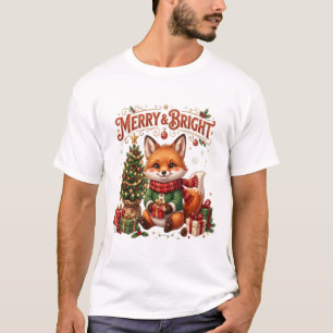 Camiseta Alegre y Brillante – Zorro Navideño Adorable