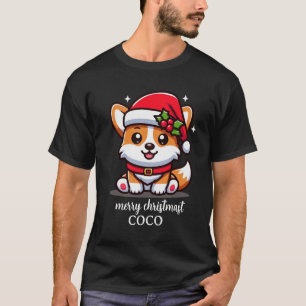 Camiseta alegres luces de perro corgi de Navidad