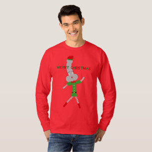 Camiseta alegres navidades personajes rojos verdes de elfo 