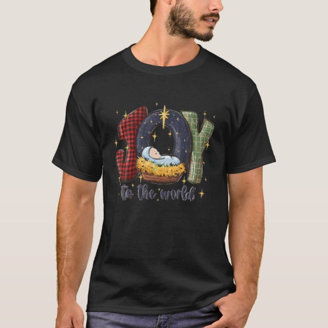 Camiseta Alegría Al Mundo Niño Jesús Biblia Fe Cristiana (Anverso)