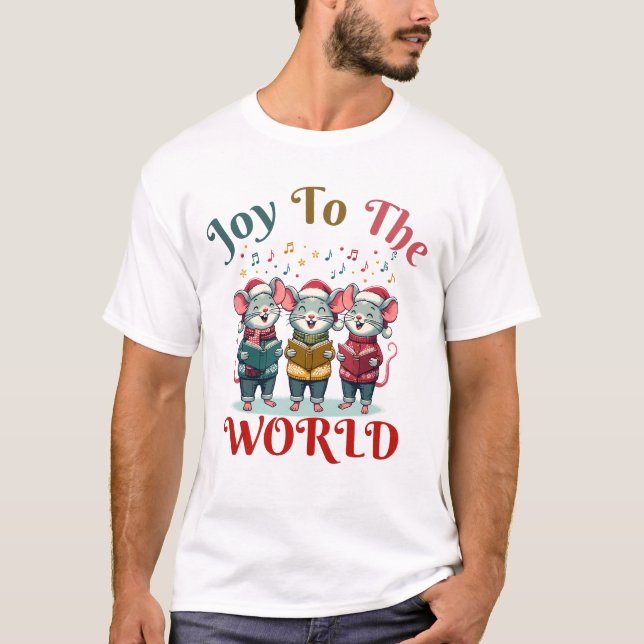 Camiseta Alegría Al Mundo - Trio De Ratones Navidades (Anverso)