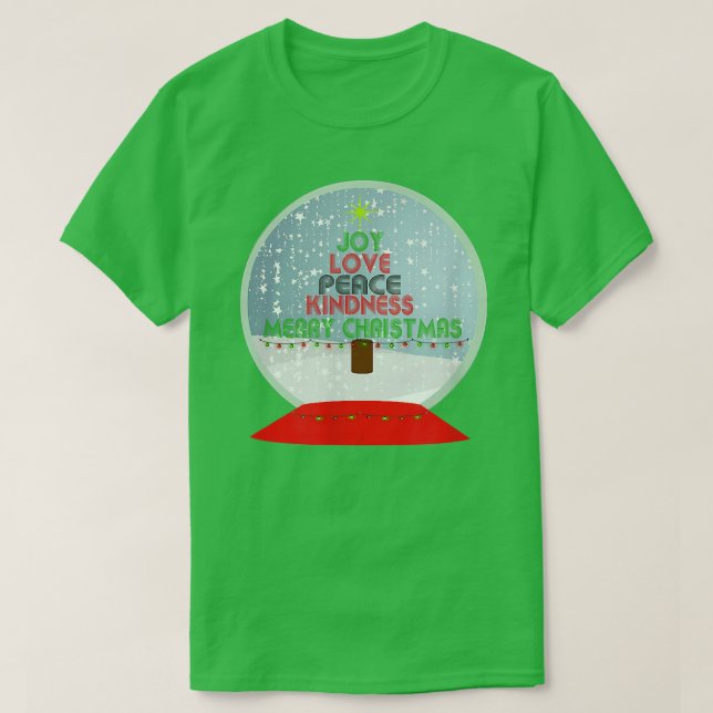 Camiseta Alegría, amor por la paz árbol, árbol de Navidad,  (Diseño del anverso)