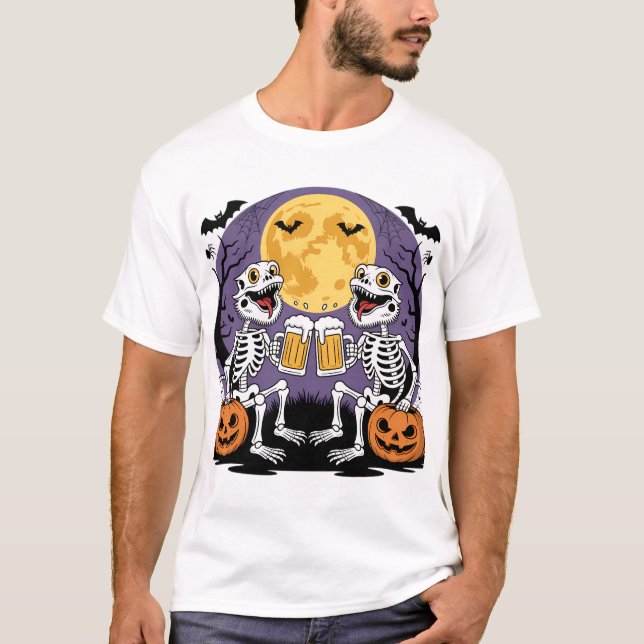 Camiseta Alegría de cerveza Skeleton Lizards Halloween (Anverso)