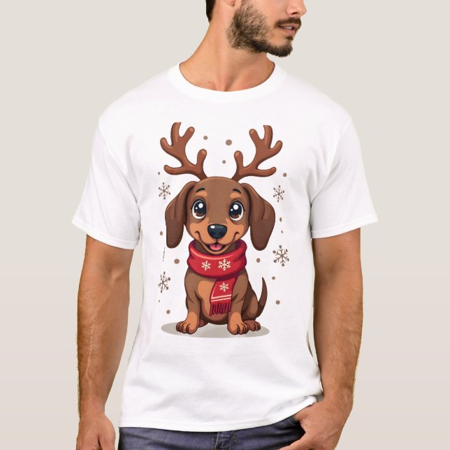 Camiseta Alegria de Dachshund de Invierno (Anverso)