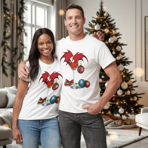 Camiseta Alegría de la Fiesta de Navidad Cóctel Dragón Rojo
