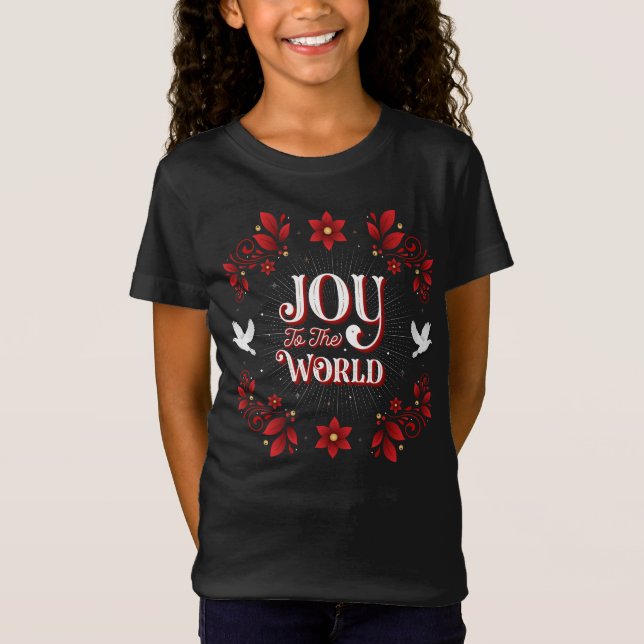 Camiseta Alegría de los chicas al negro del navidad del (Anverso)