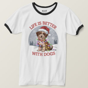 Camiseta Alegría del perro navidad: Un gráfico del vector f