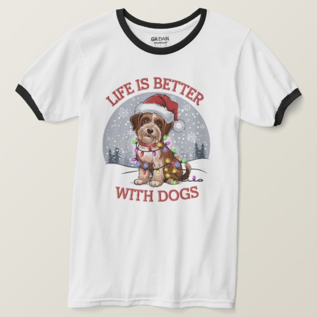 Camiseta Alegría del perro navidad: Un gráfico del vector f (Anverso del diseño)