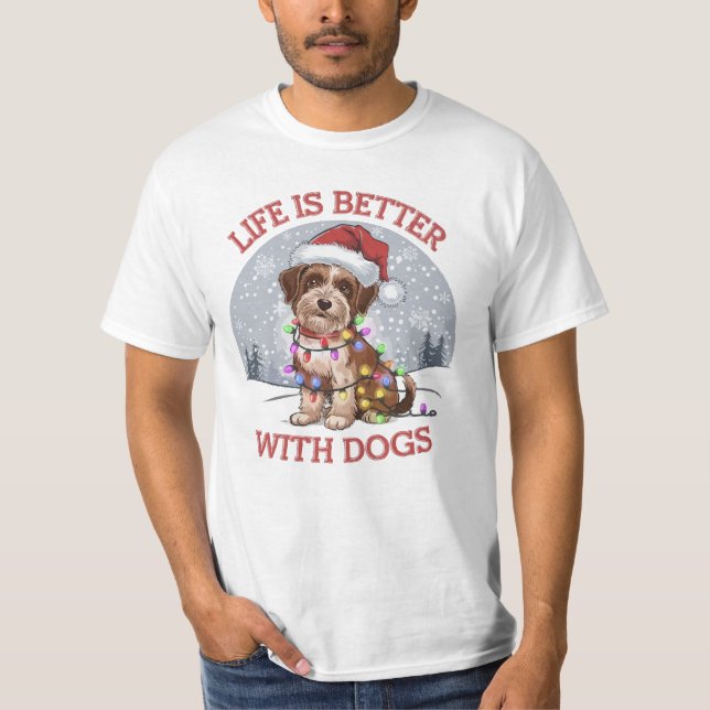 Camiseta Alegría del perro navidad: Un gráfico del vector f (Anverso)