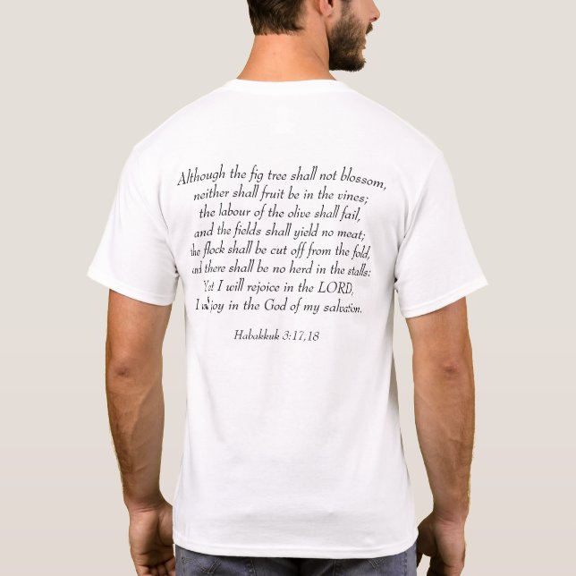 Camiseta Alegría en el Señor - Habakkuk 3:17,18 (Reverso)