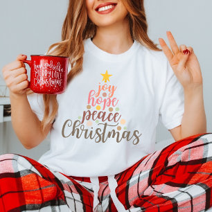Camiseta Alegría, esperanza, paz este Navidad con mensaje d