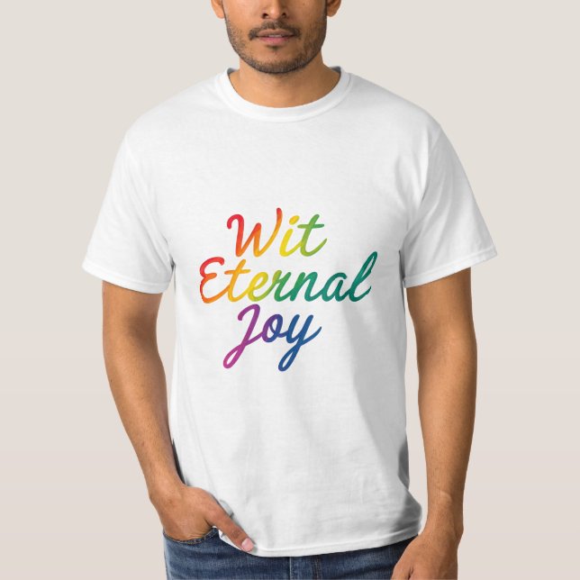 Camiseta Alegría eterna - Arte de tipografía arcoiris (Anverso)
