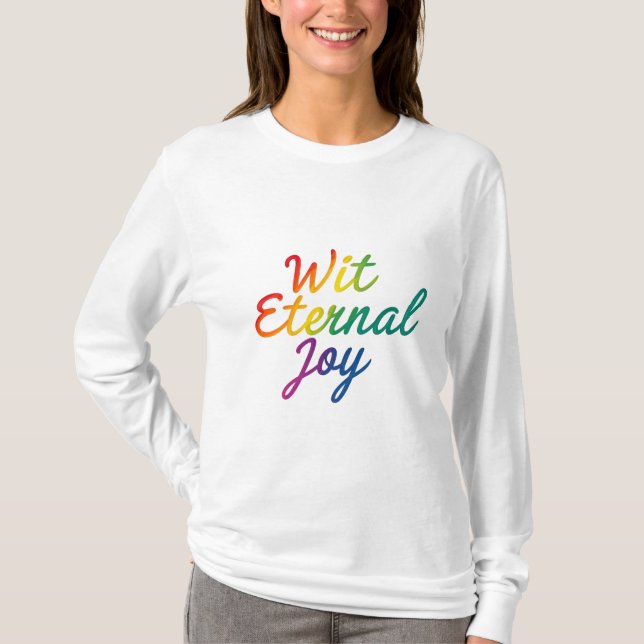 Camiseta Alegría eterna - Arte de tipografía arcoiris (Anverso)