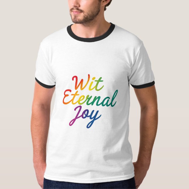 Camiseta Alegría eterna - Arte de tipografía arcoiris (Anverso)
