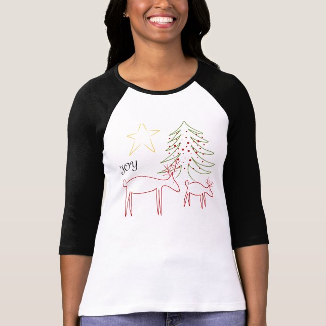 Camiseta Alegría para mujer del reno del navidad de la (Anverso)