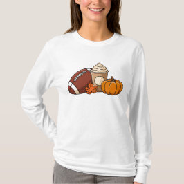 Camiseta alegrías de otoño: fútbol, calabaza y calabaza