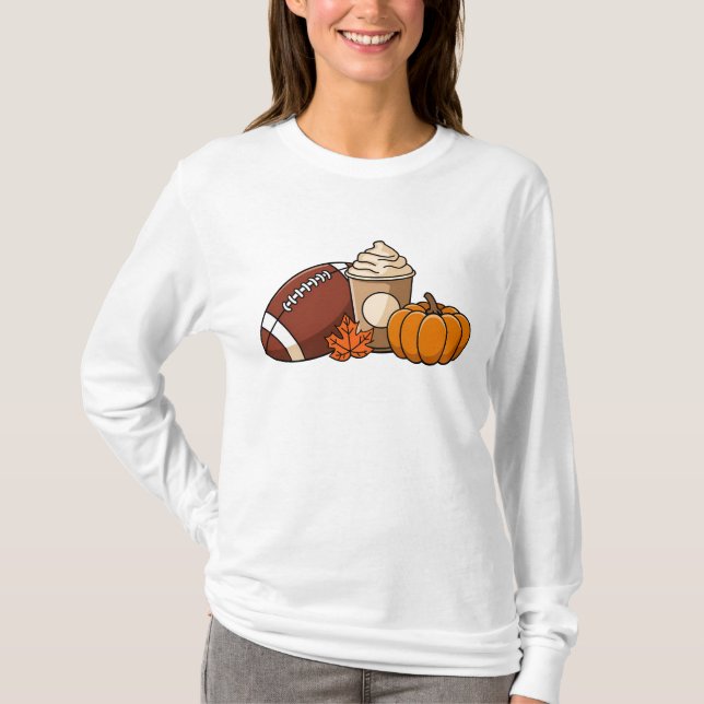 Camiseta alegrías de otoño: fútbol, calabaza y calabaza (Anverso)