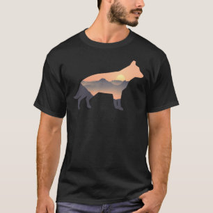 Camiseta Alemán Shepherd Dog Silhouette Sun Mountain