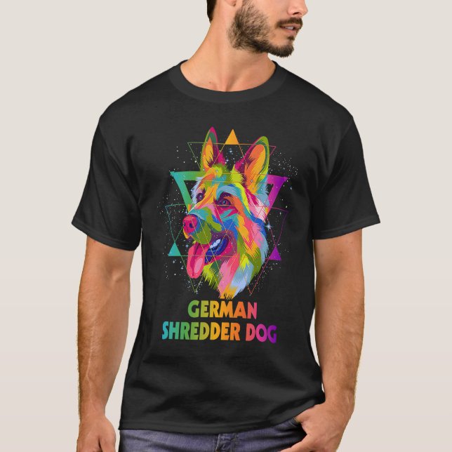 Camiseta Alemán Shredder Dog German Shepherd Humor Shepard (Anverso)