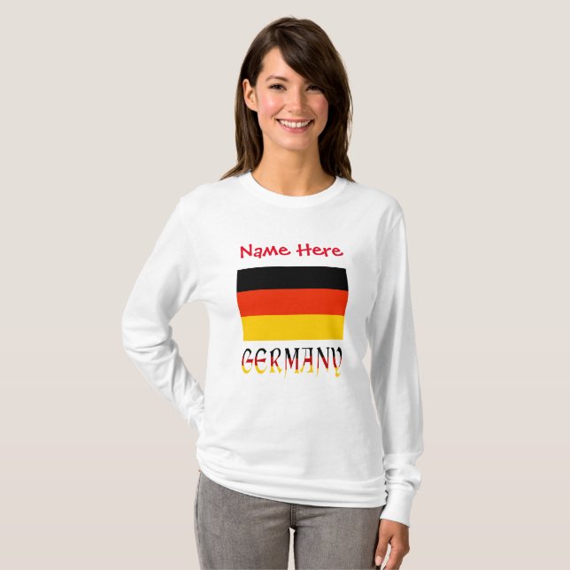 Camiseta Alemania Bandera Alemana Personalización Roja (Anverso completo)