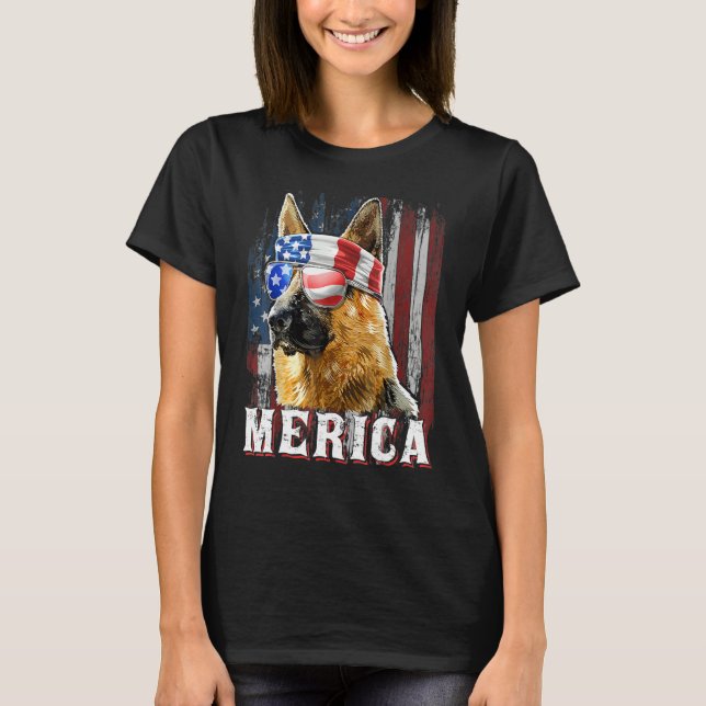 Camiseta Alemania Pastor De Perro Merica 4 De Julio Fl Esta (Anverso)
