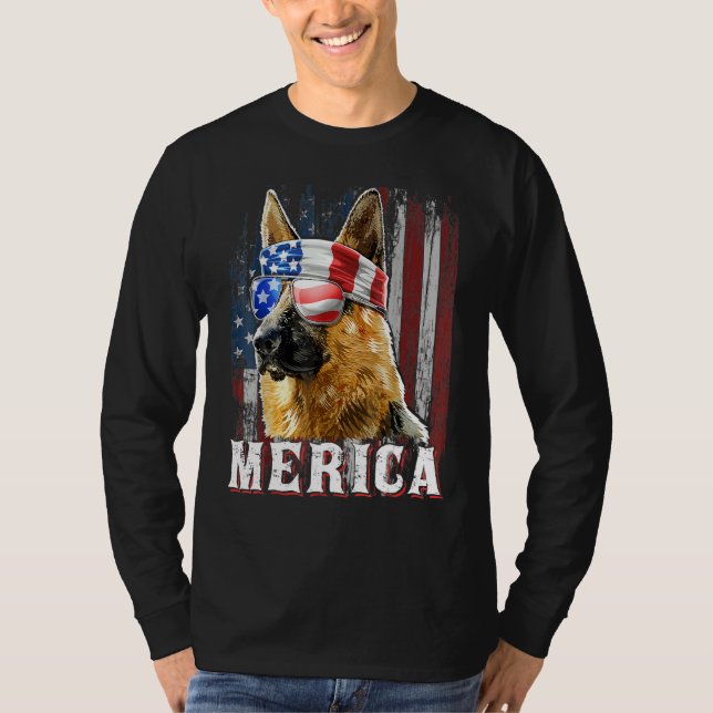 Camiseta Alemania Pastor De Perro Merica 4 De Julio Fl Esta (Anverso)