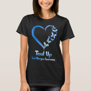 Camiseta Alergias alimentarias Conciencia Verde azulada Cor