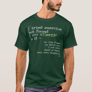 Camiseta Alérgico Al Ejercicio Divertido Perezoso Bum Excu