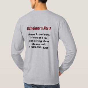 Camiseta Alerta de Alzheimer con número de teléfono persona